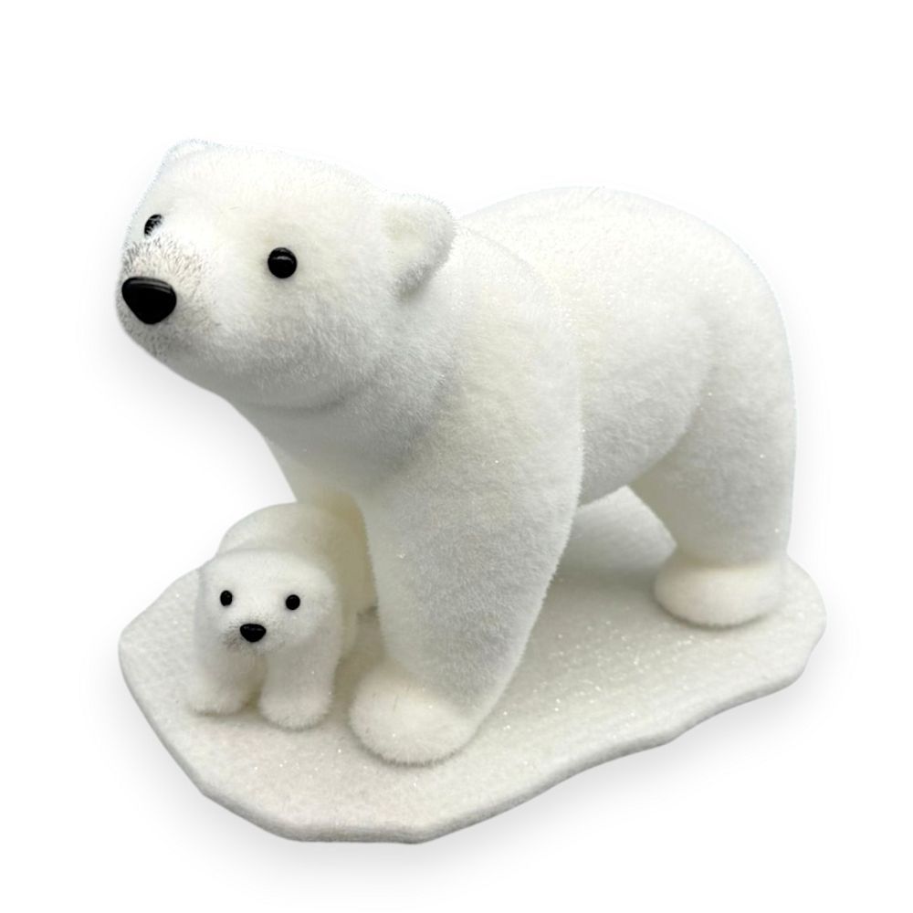 Polar Bear with Cub on Ice Base