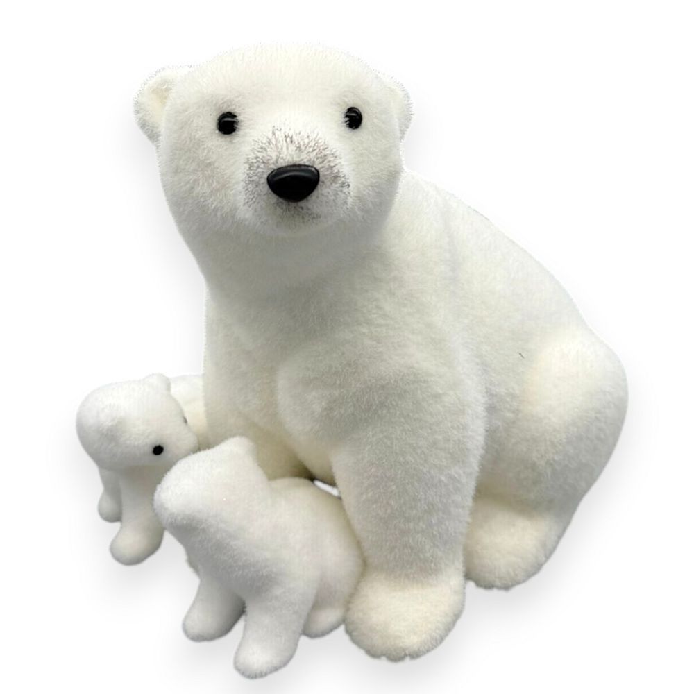 Polar Bear with Two Cubs Sitting