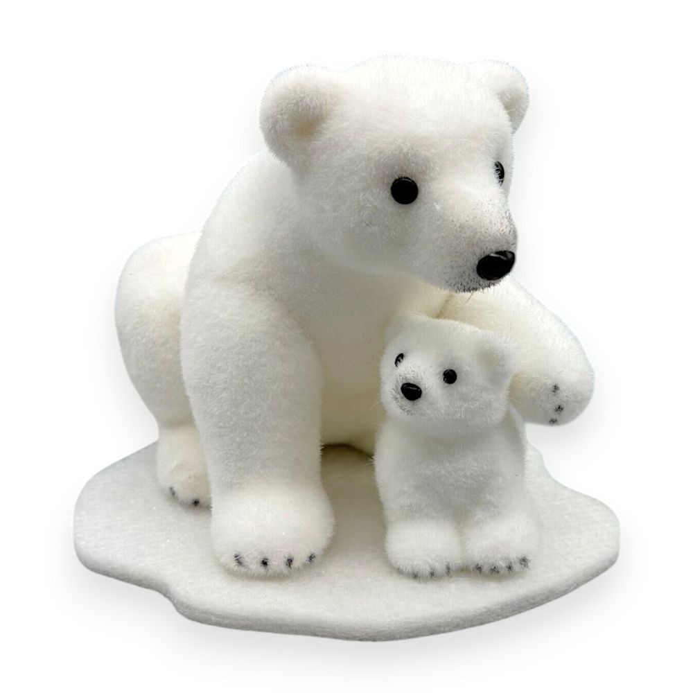 Polar Bear with Cub on Ice Base