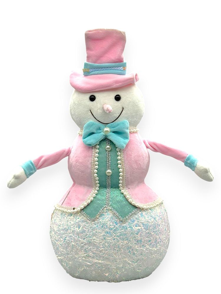 Pastel Snowman with Pink Hat