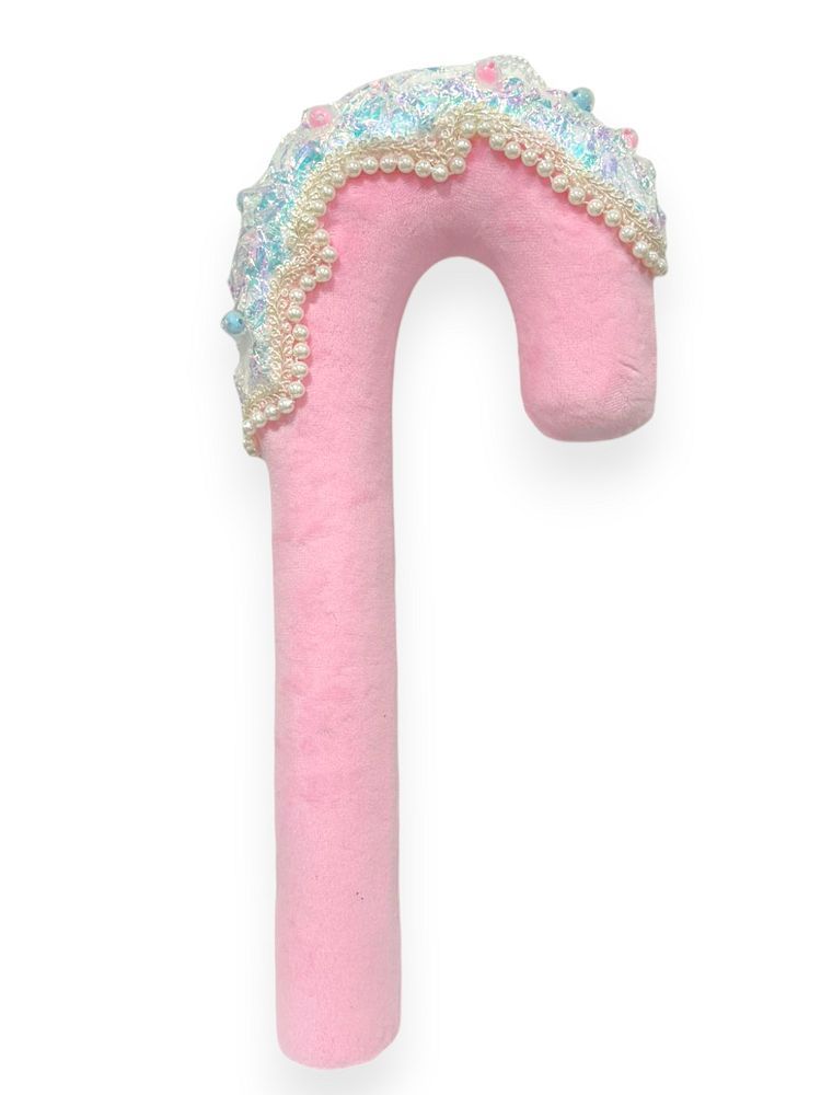 Pink Candy Cane with Pearls 14"