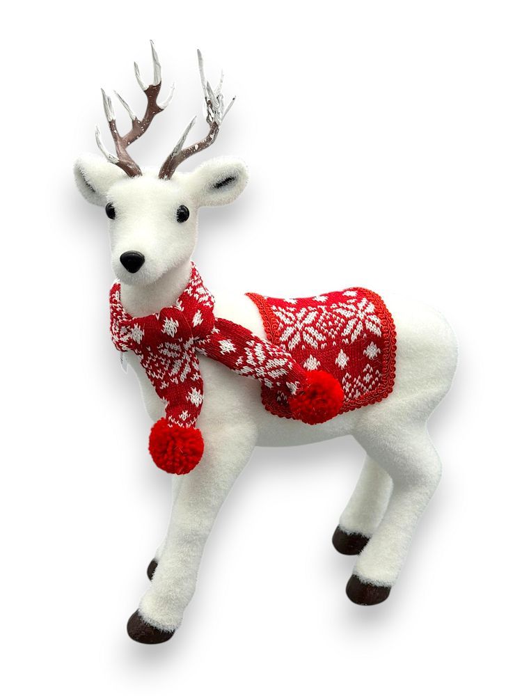 Reindeer with Red Scarf & Blanket 16"