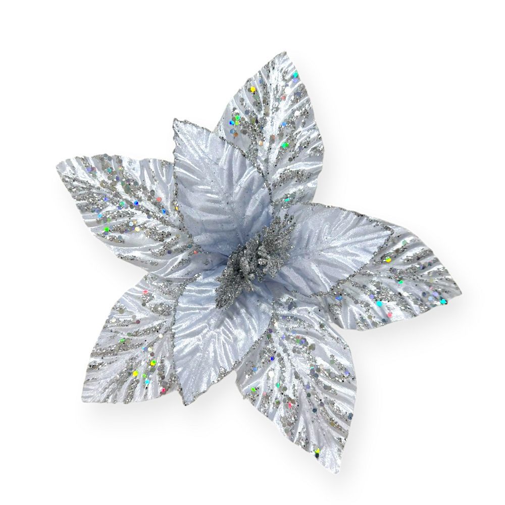 Glitter Poinsettia Pick