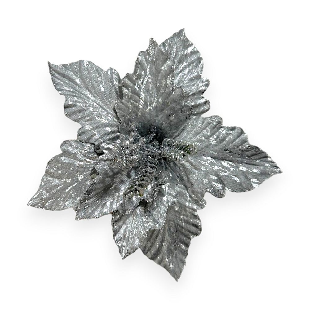 Glitter Poinsettia Pick