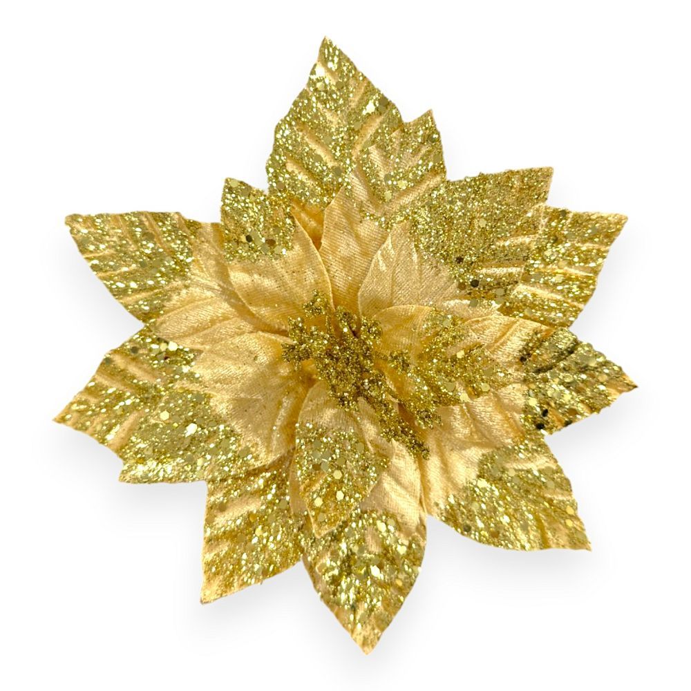 Glitter Poinsettia Pick