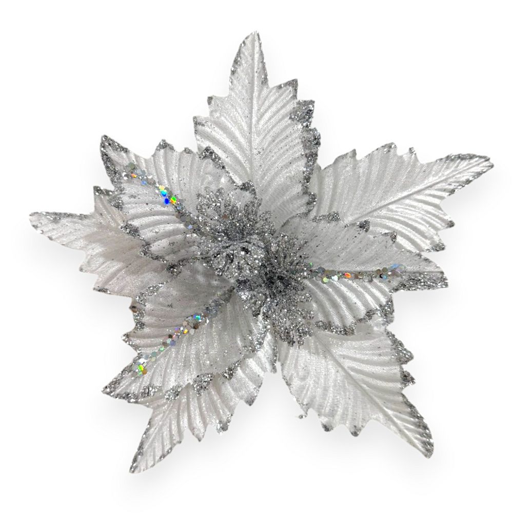 Glitter Poinsettia Pick