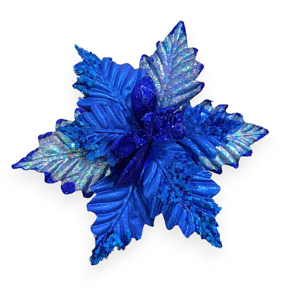 Glitter Poinsettia Pick