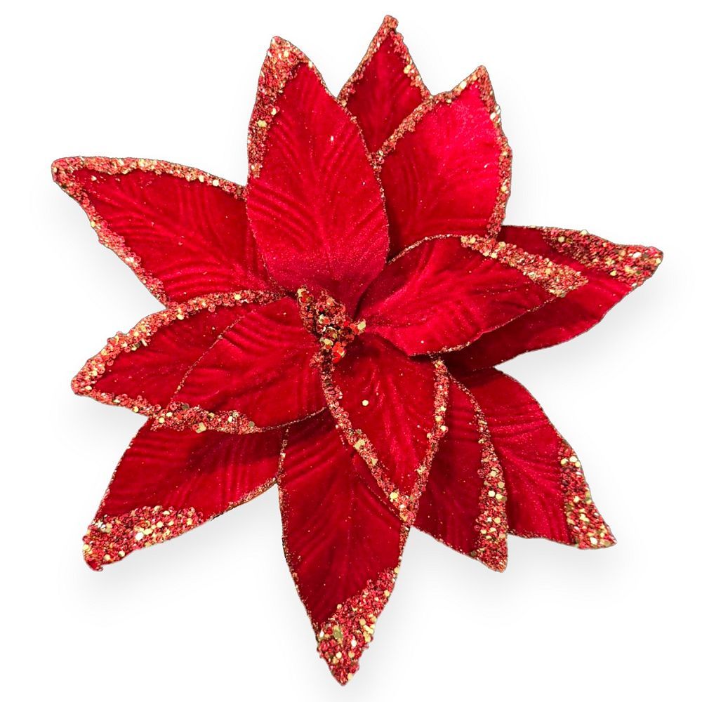 Red with Gold Glitter Poinsettia