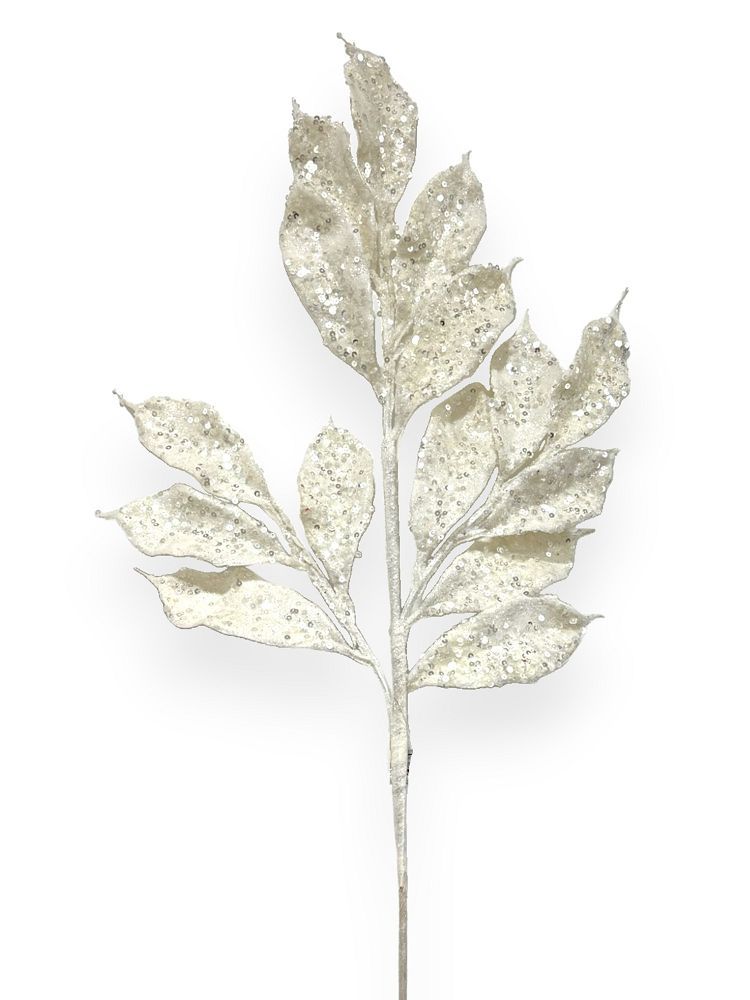 Glittered Leaf Spray 30"