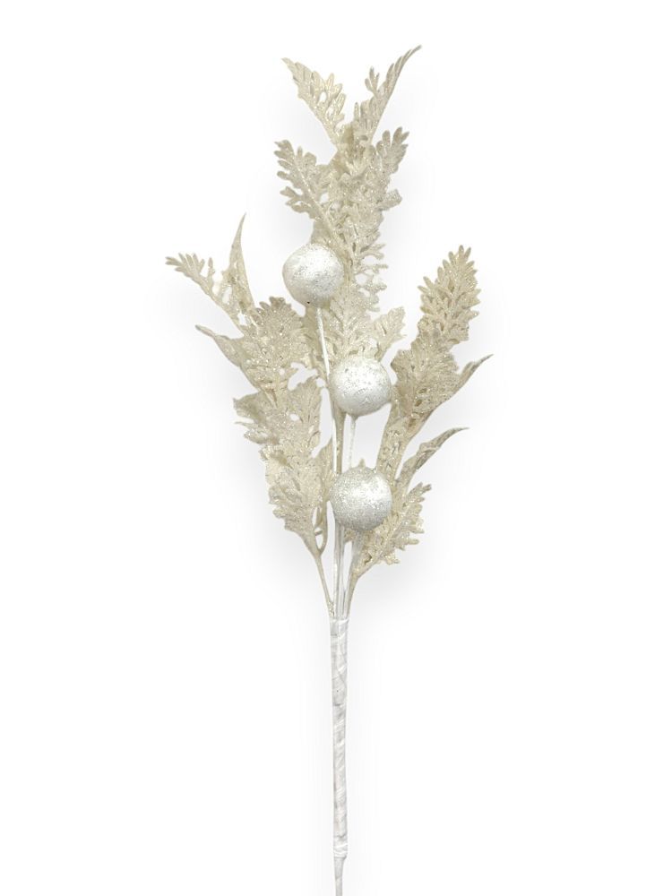 Glitter Fern Spray with Ball 19"