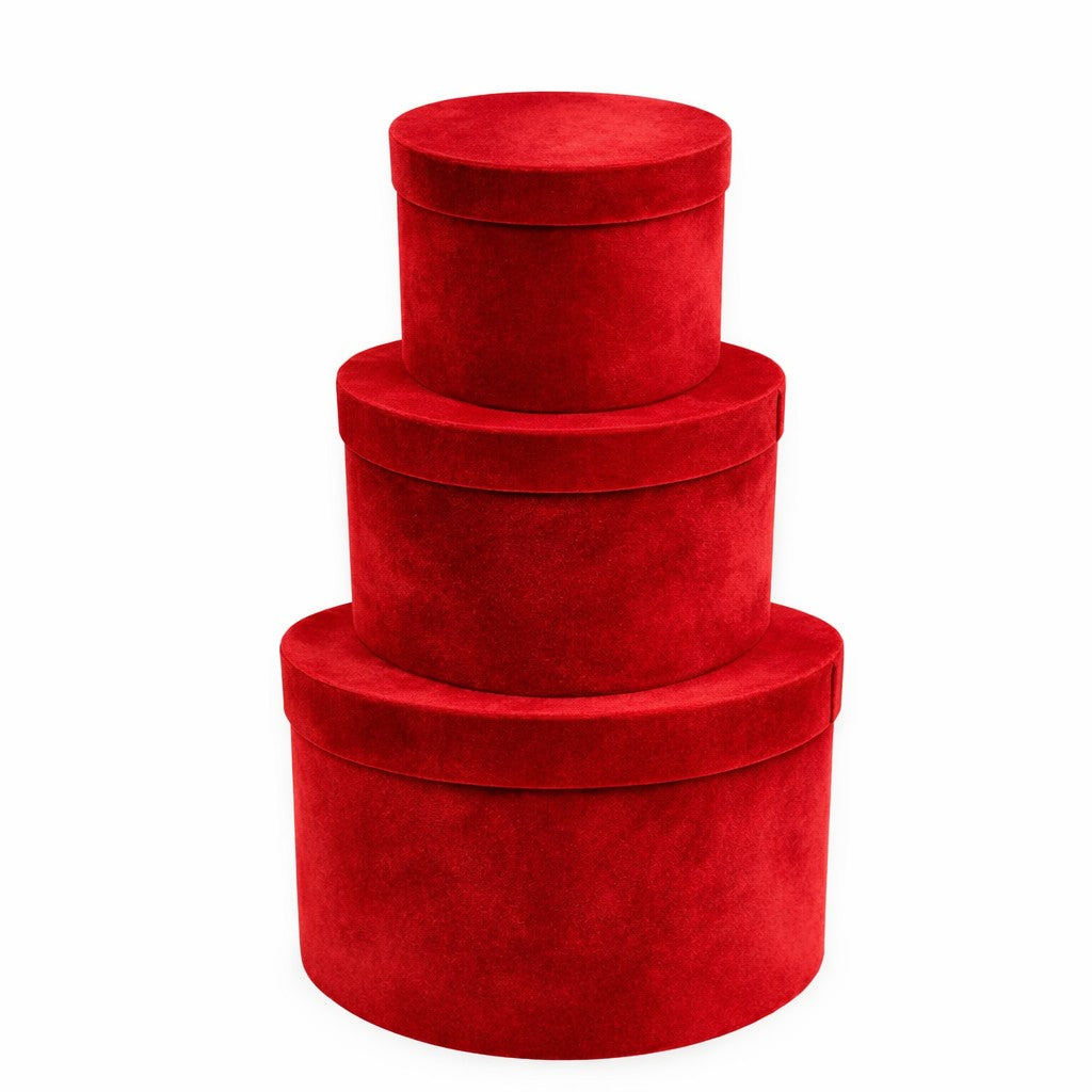 Velvet Round Boxes – Set of 3