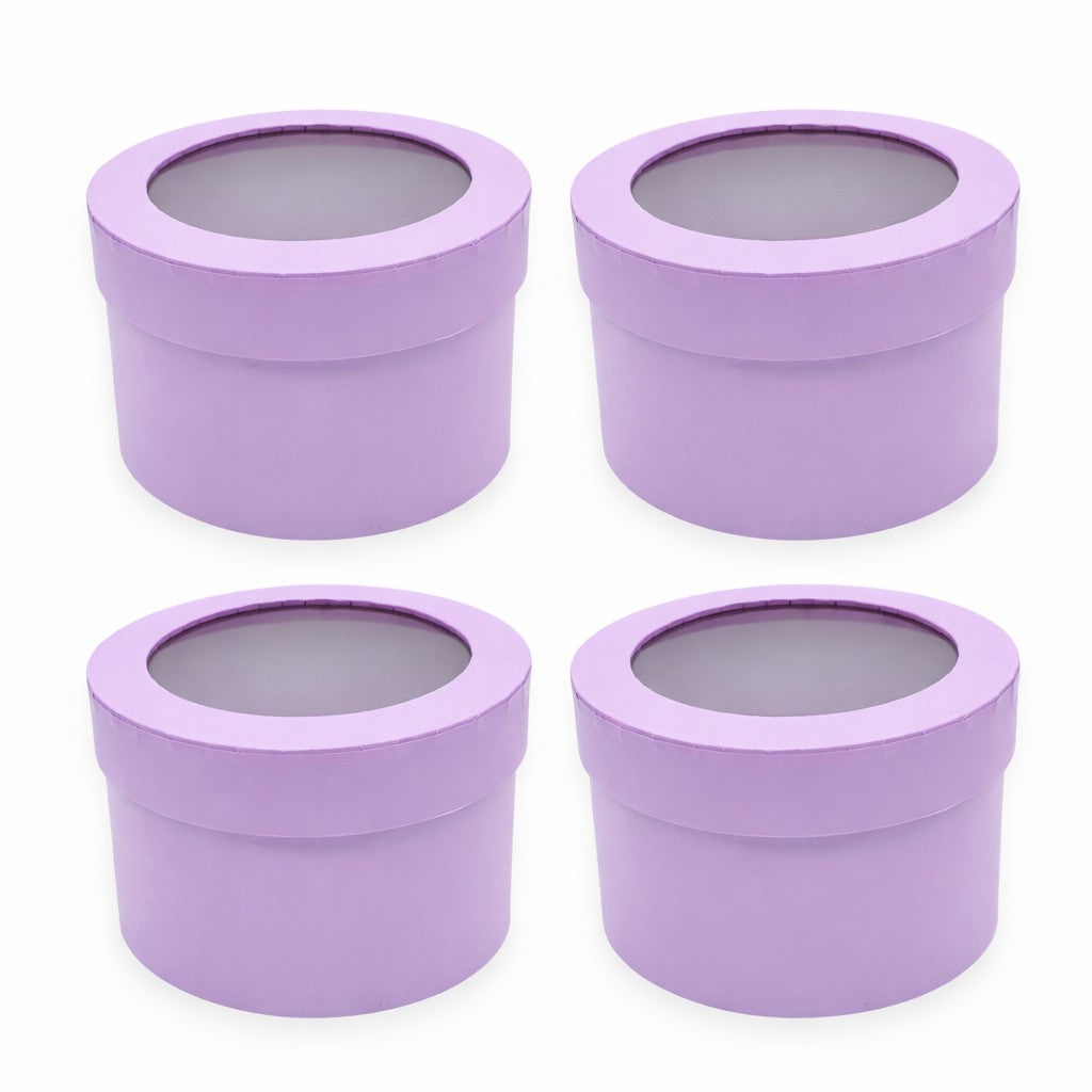 Round Gift Boxes with Clear Lid – Set of 4