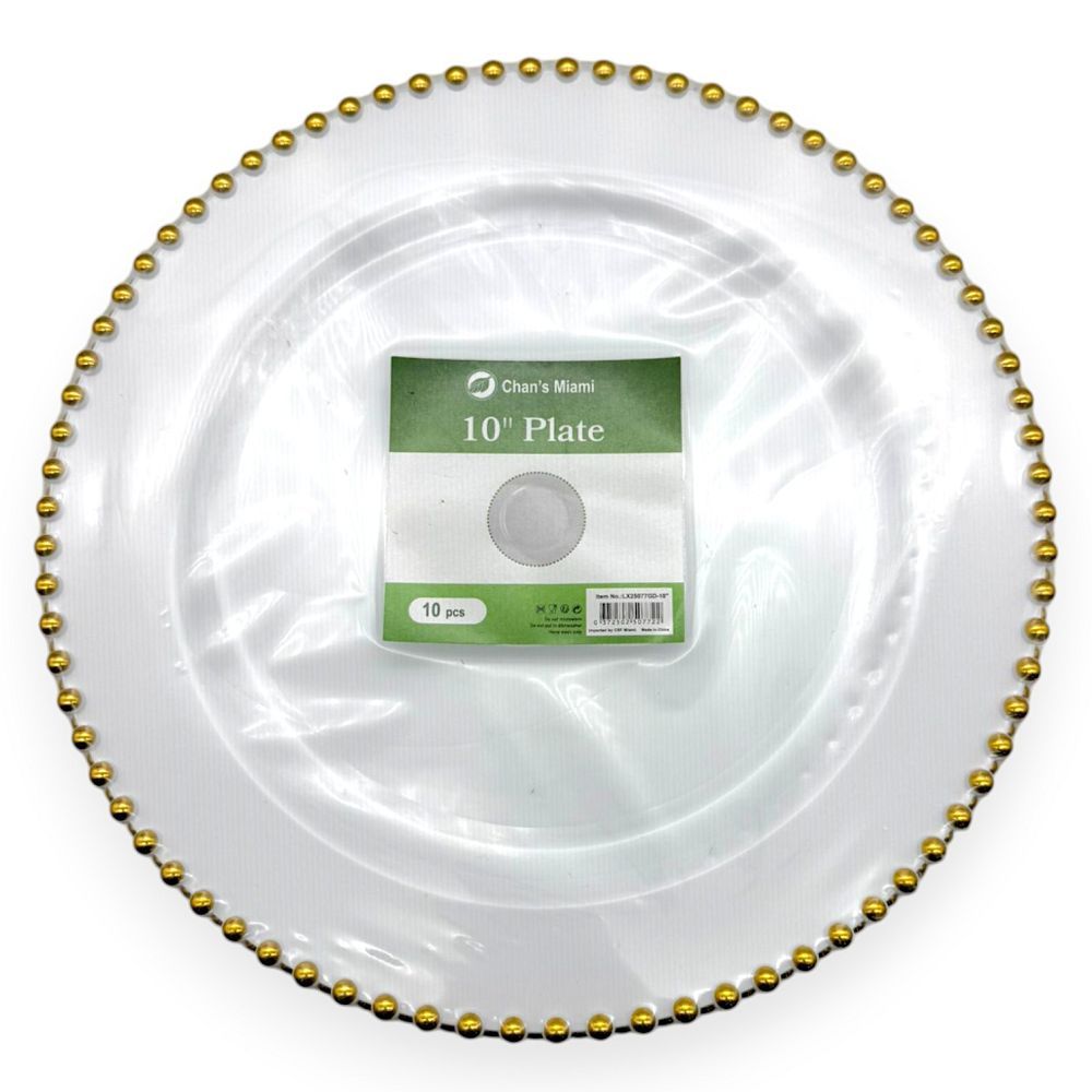 Gold Beaded Edge Plates 10pcs