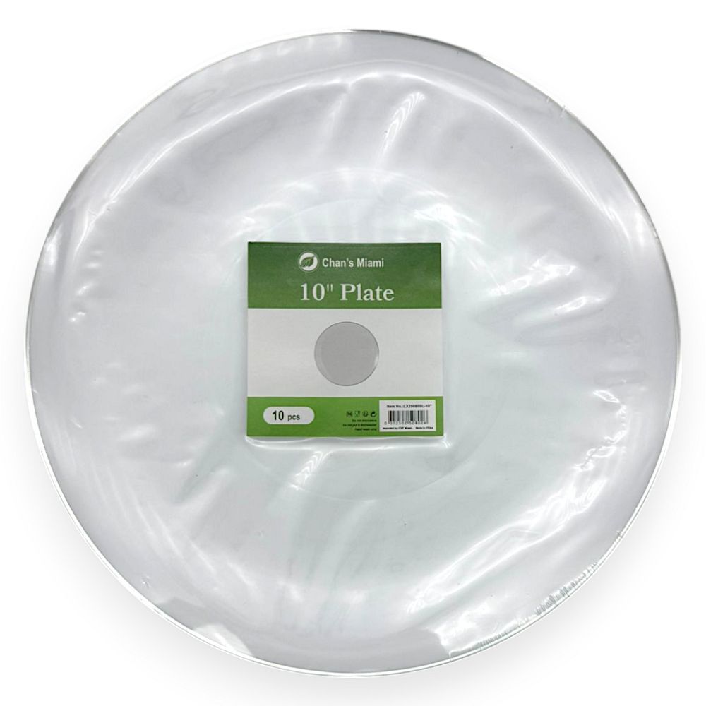Silver Rim Clear Plates 10pcs