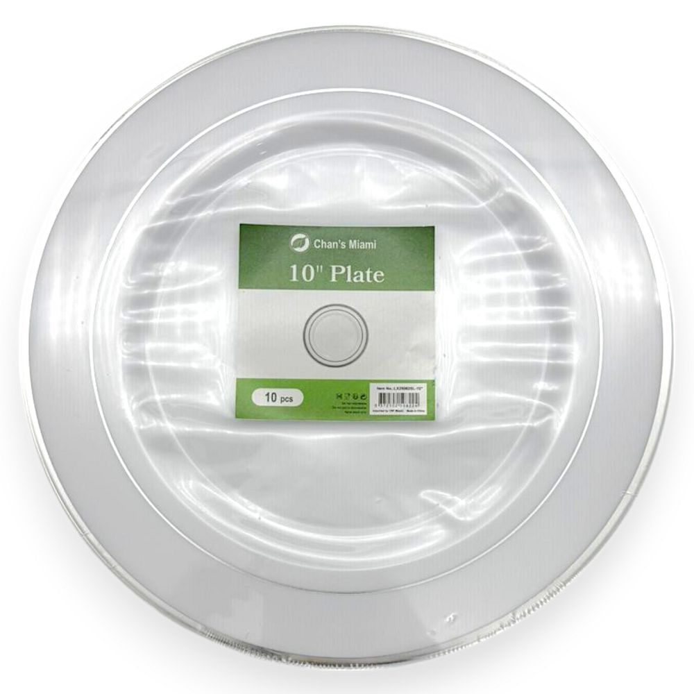 Double Silver Rim Plates 10pcs