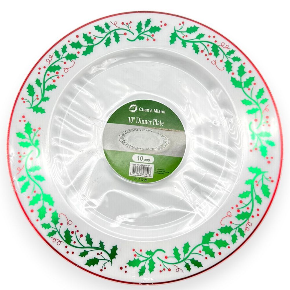 Holly Christmas Plates 10pcs