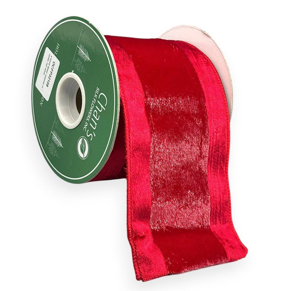 Red Velvet Ribbon with Glossy Center 4"X5YD