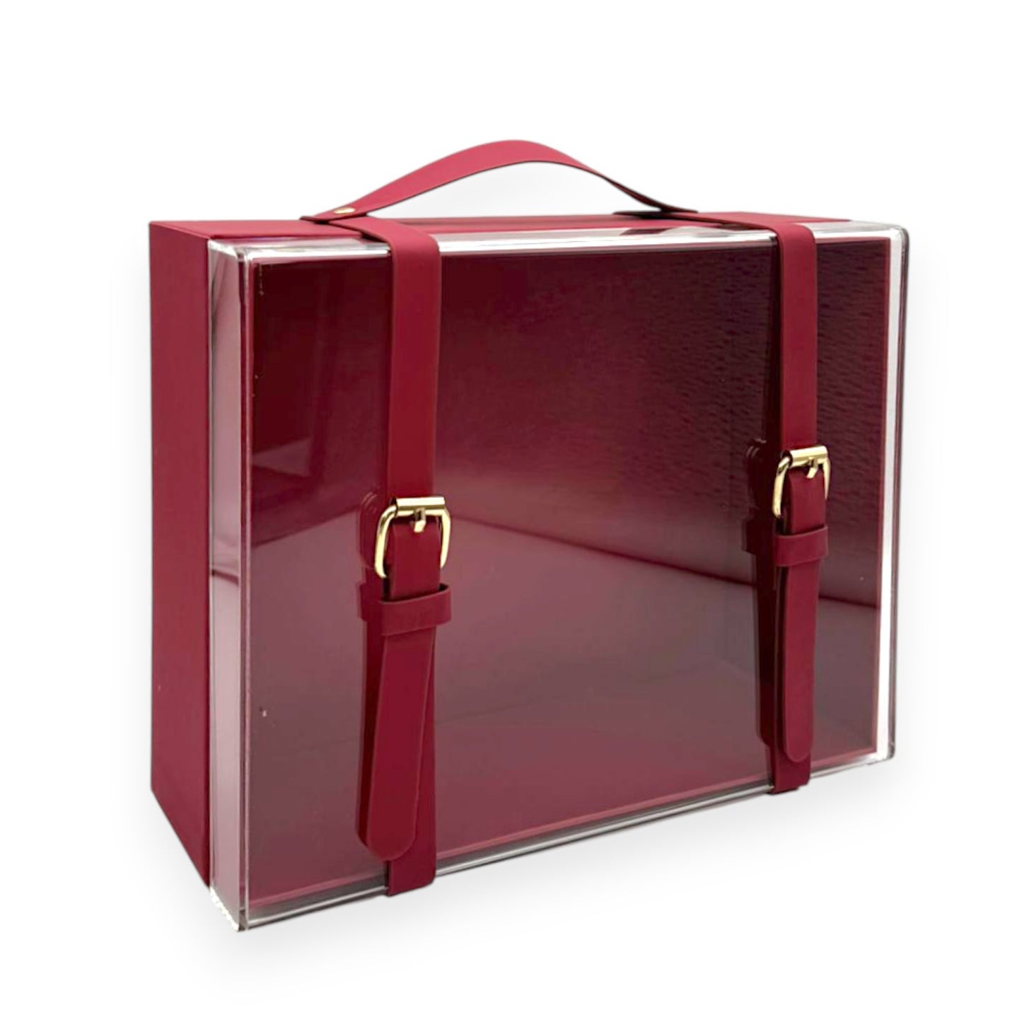 Luxury Clear Front Gift Box with Handle & Buckle Strap