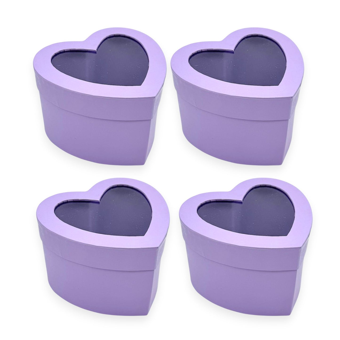 Heart Gift Boxes with Clear Lid – Set of 4