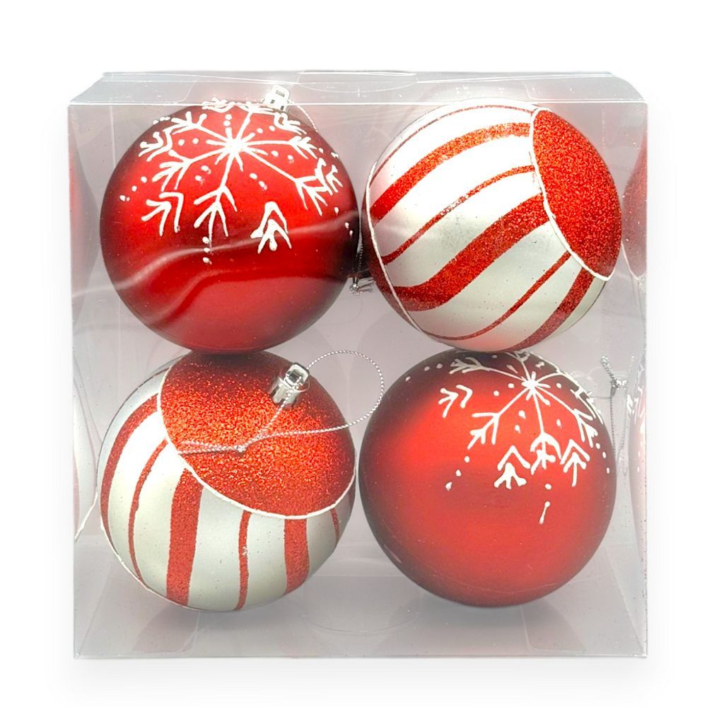 Candy Cane & Snowflake Ball 4PC
