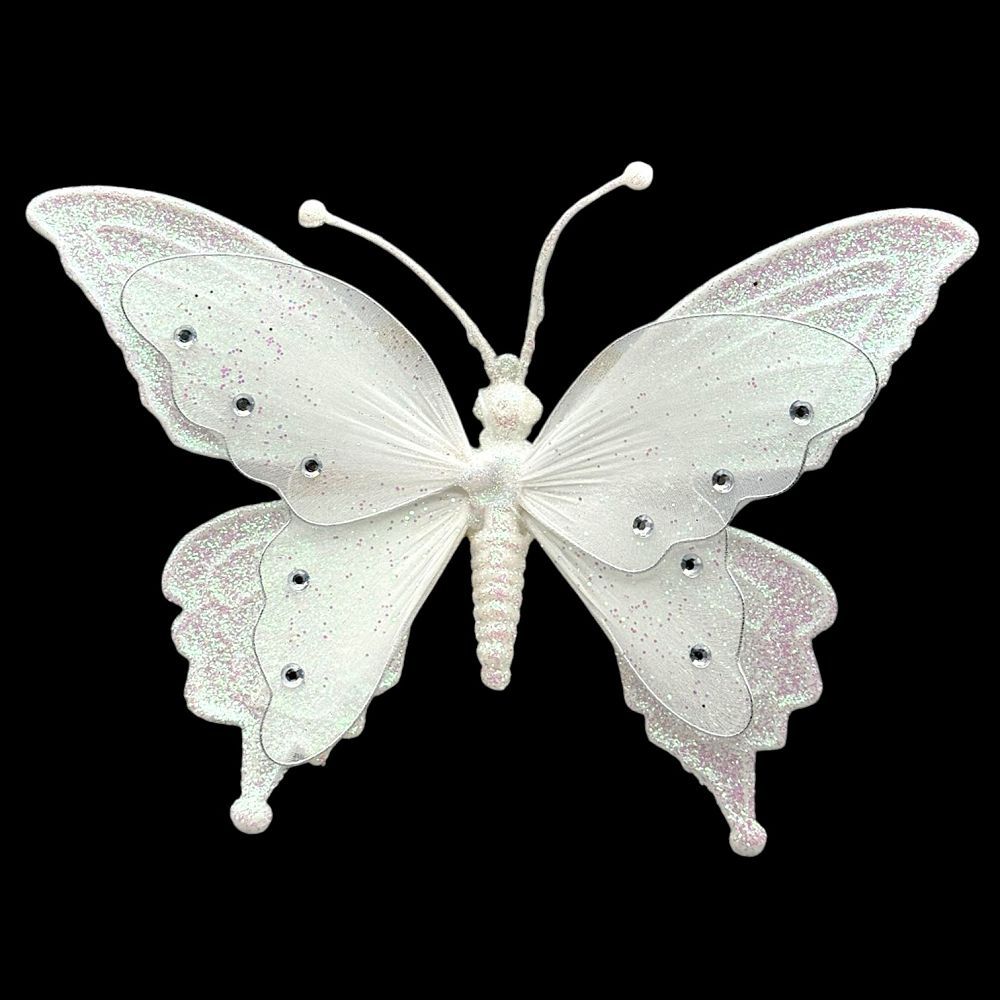 Rhinestone Butterfly Clip-On 9"