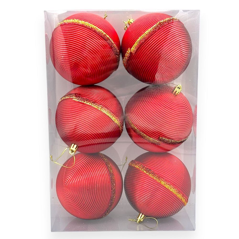 Red & Gold Glitter Stripe Orn 4"