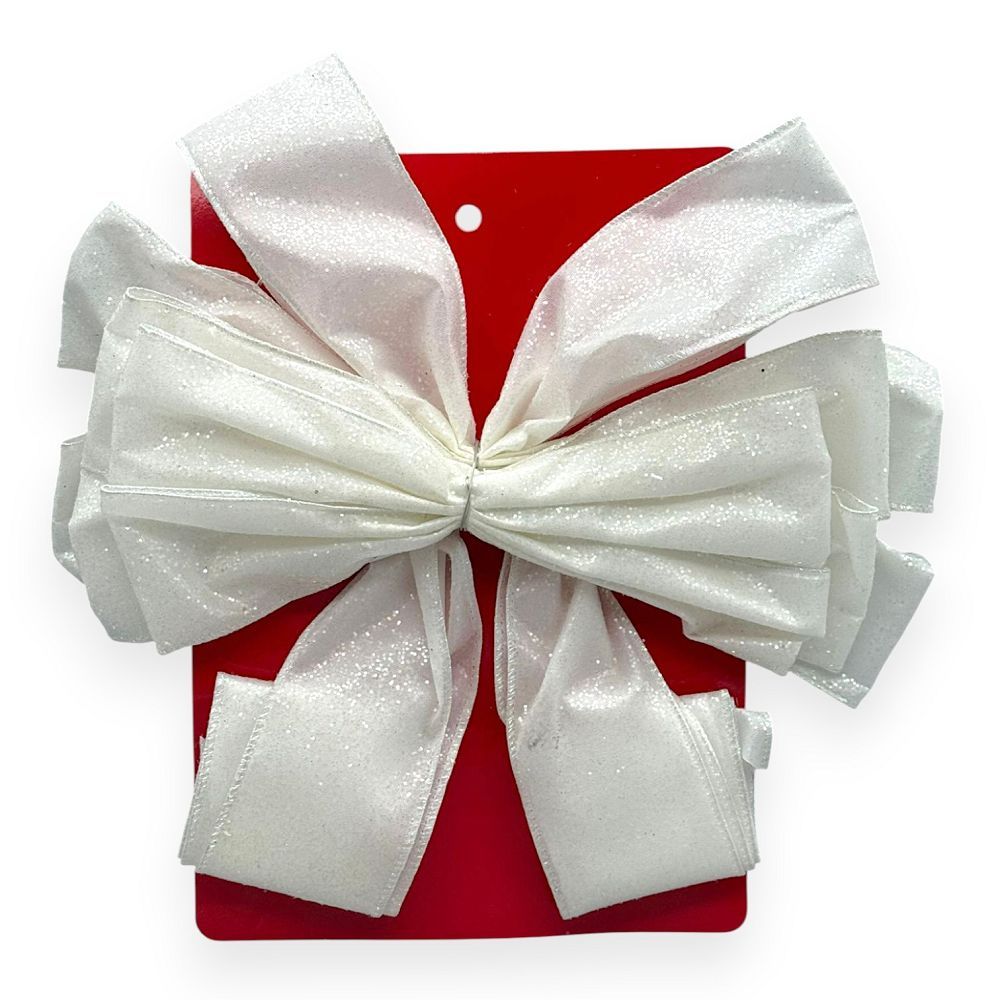 White Glitter Christmas Bow 12"x24"