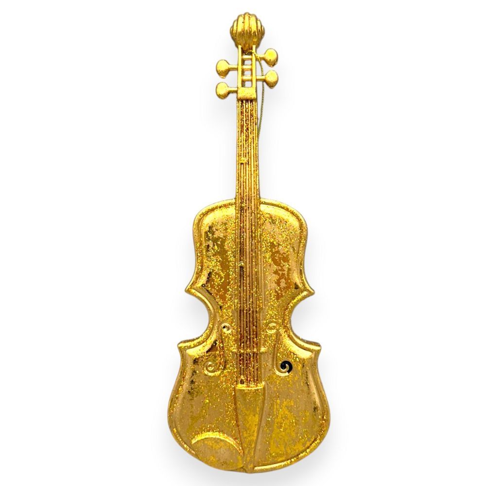 Gold Glitter Violin Ornament 8"