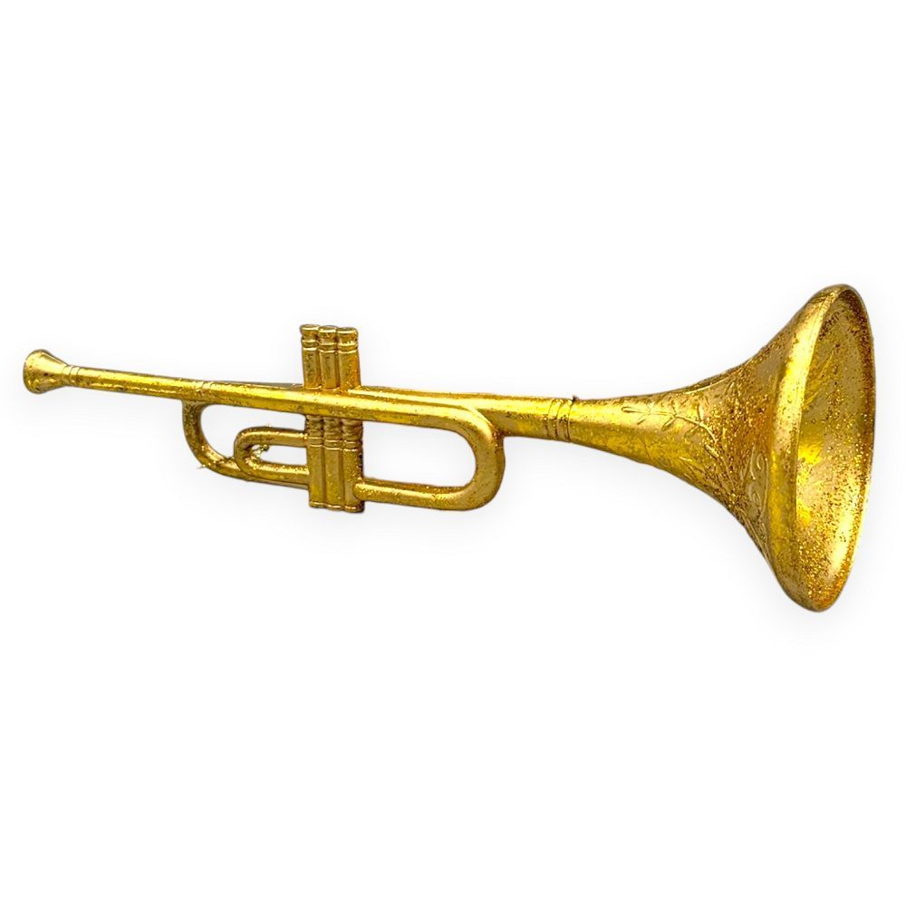Gold Glitter Trumpet Ornament 10"