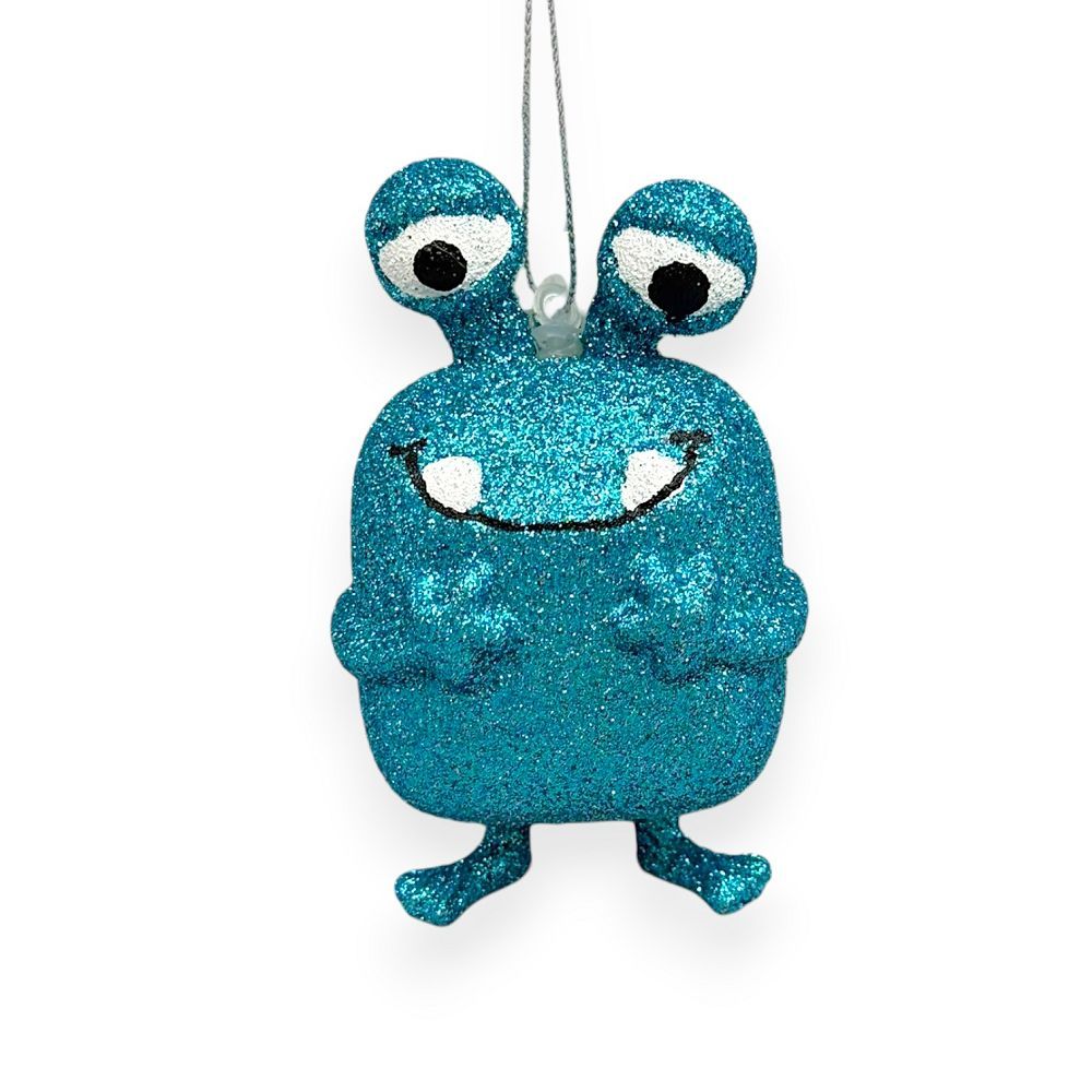 Blue Glitter Monster Orn 4"