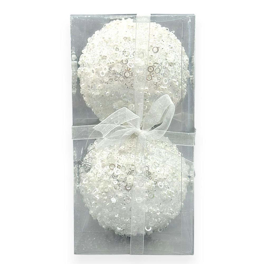 Frosted Sequin & Beaded Christmas Ball