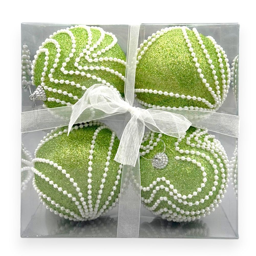 Elegant Pearl Swirl Christmas Ball 4"