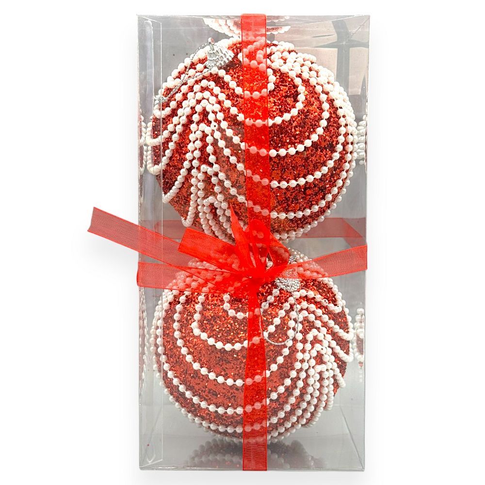 Elegant Pearl Swirl Christmas Ball 5"