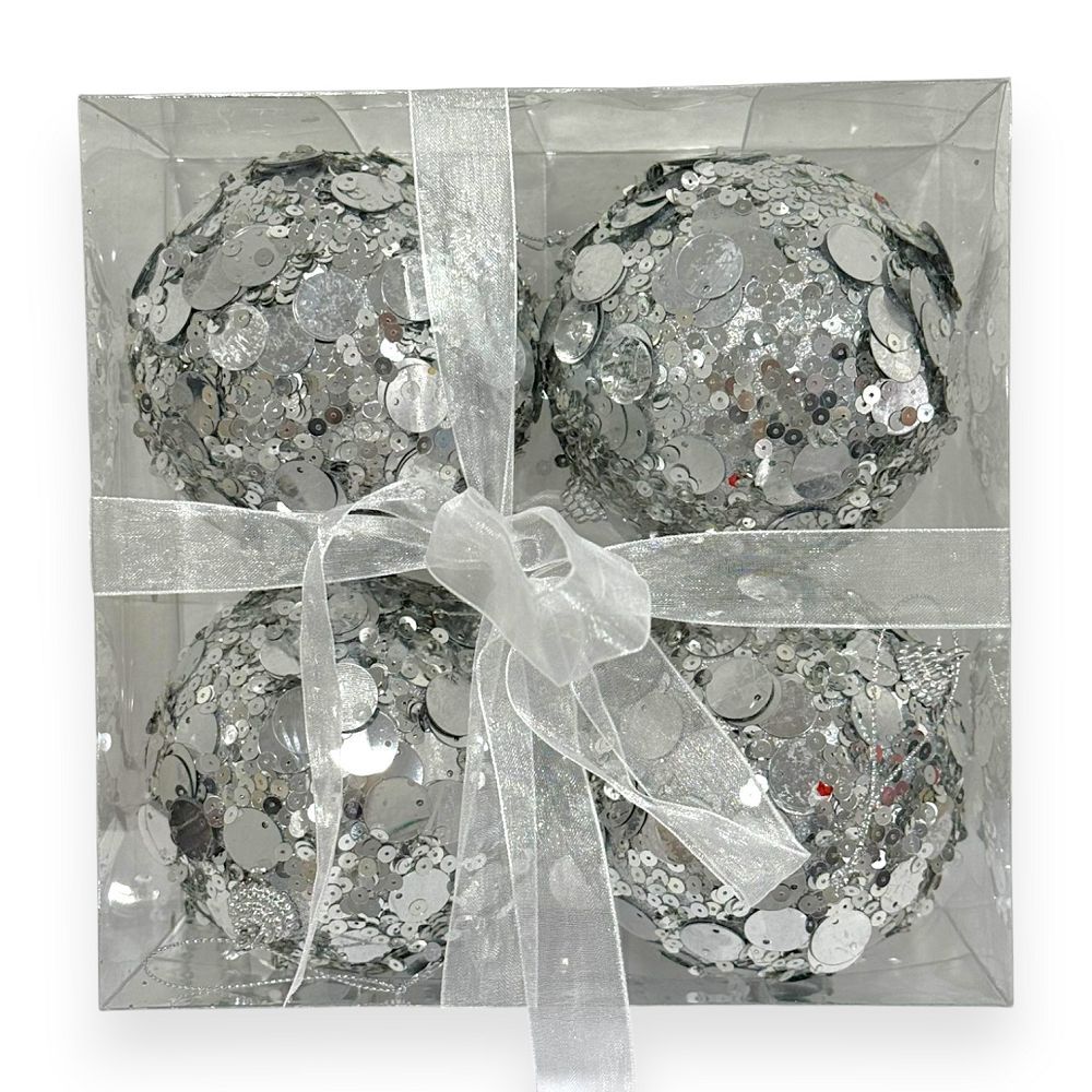 Sequin Sparkle Ornaments – Set of 4