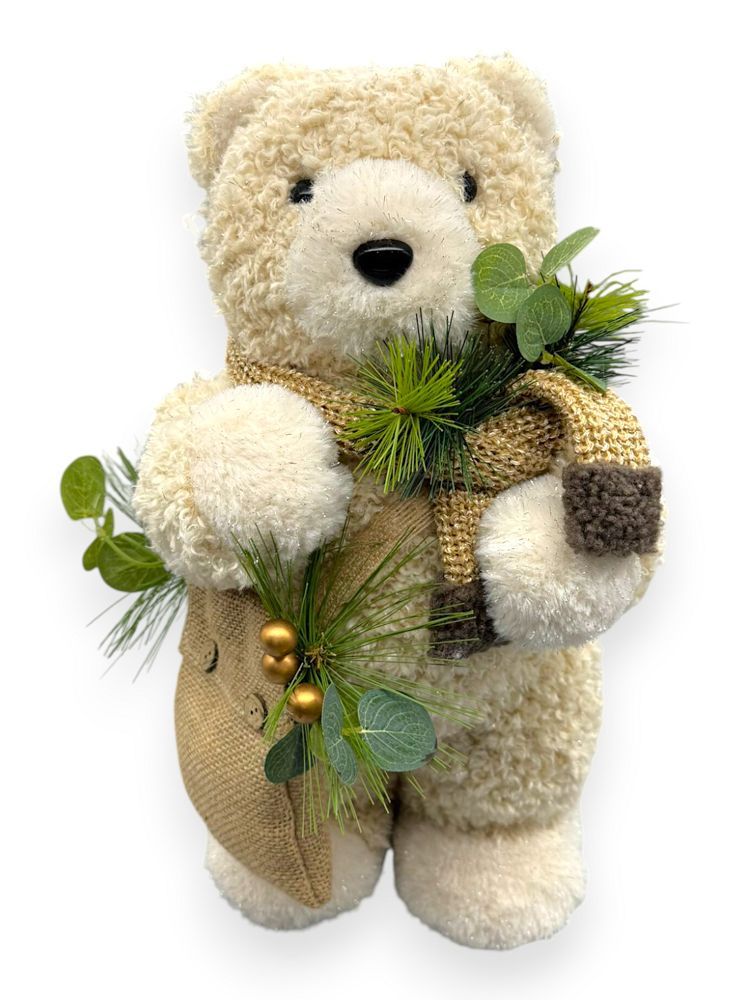 Bear with Scarf & Greenery