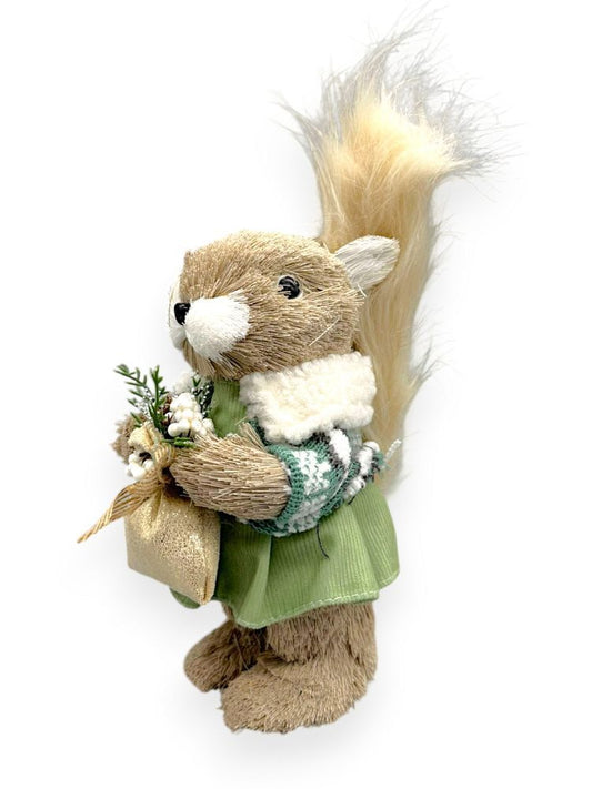 Squirrel with Holiday Bag 8"