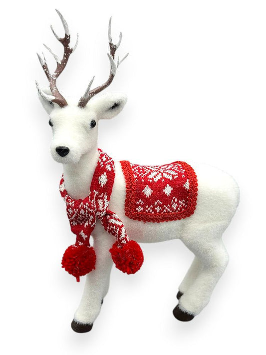 Reindeer with Red Scarf & Blanket 14"