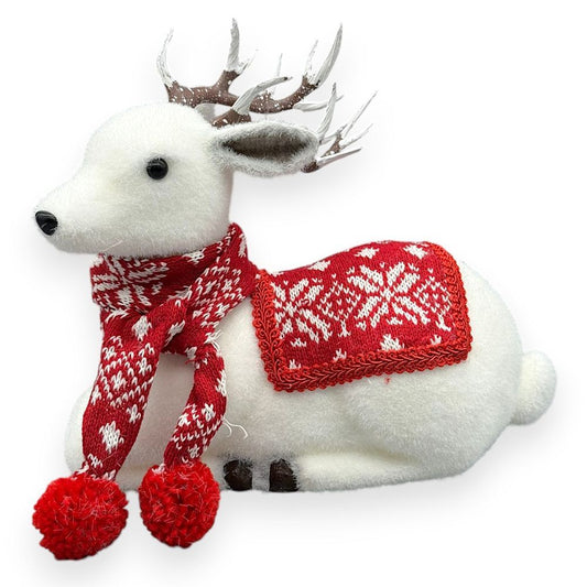 Reindeer with Red Scarf Sit