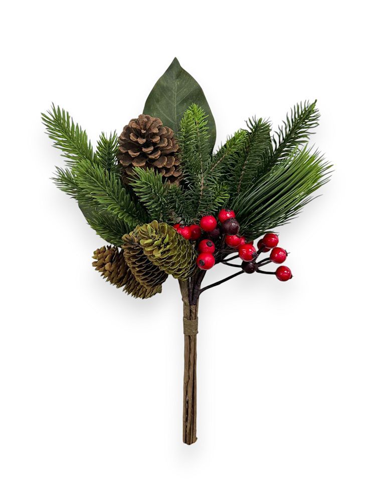 Pinecone & Red Berry Holiday Pick