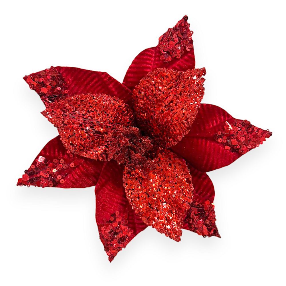 Sequin Poinsettia Pick