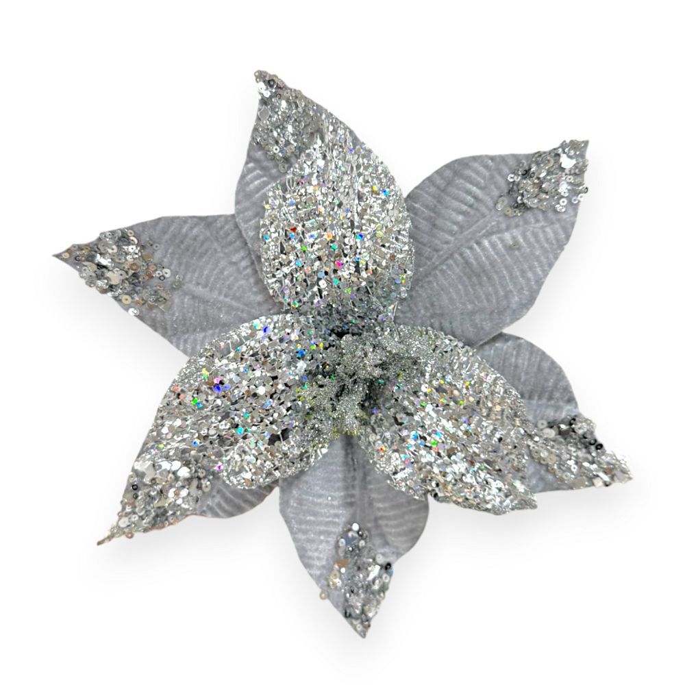 Sequin Poinsettia Pick