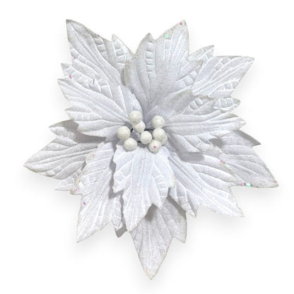 Velvet Glitter Poinsettia Pick