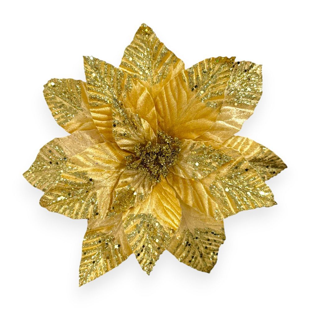 Glitter Poinsettia Pick