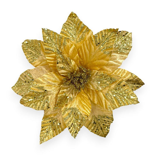 Glitter Poinsettia Pick