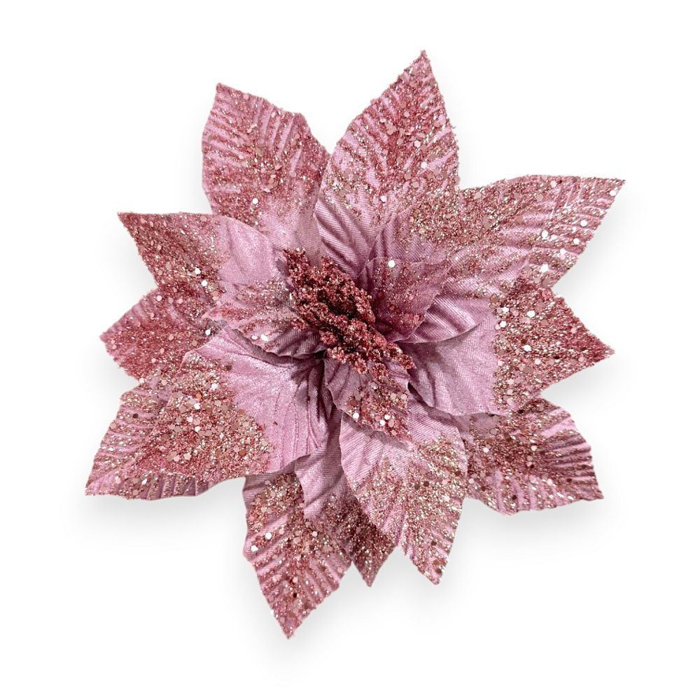 Glitter Poinsettia Pick