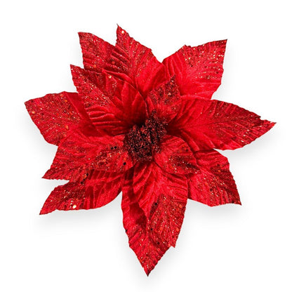 Glitter Poinsettia Pick