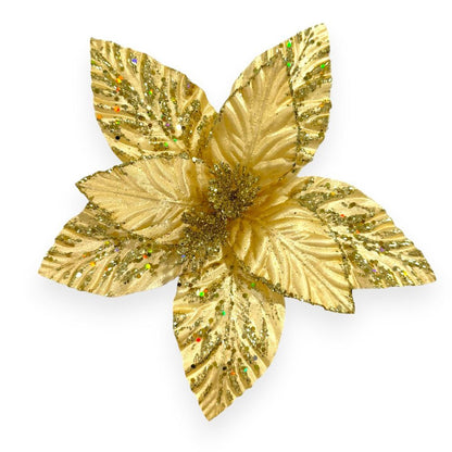 Glitter Poinsettia Pick