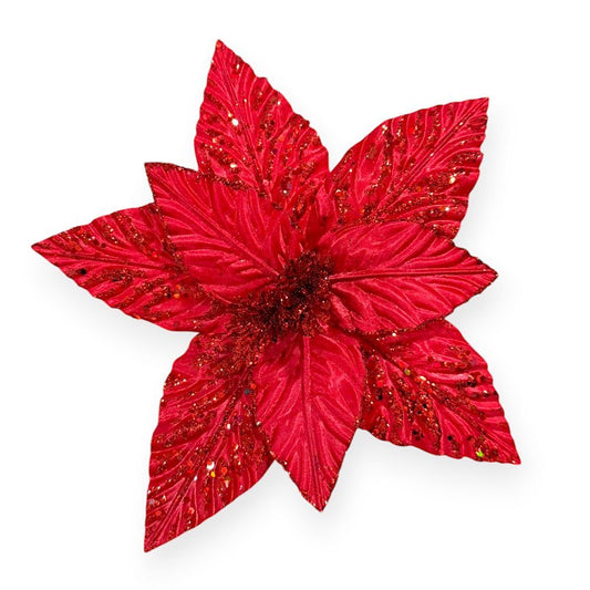 Glitter Poinsettia Pick