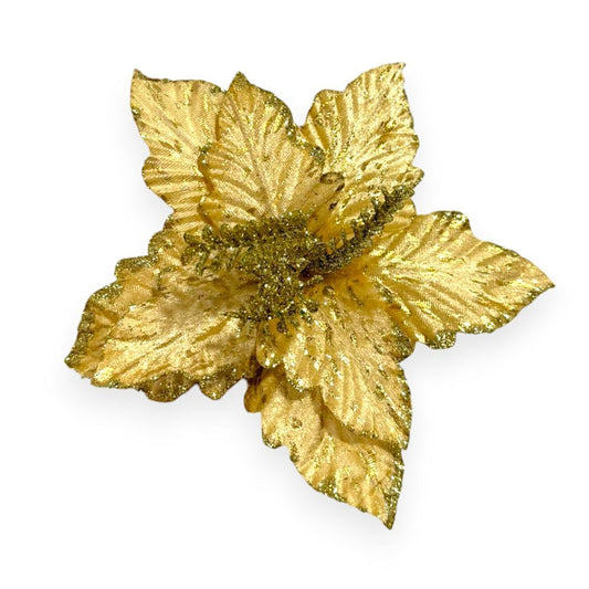 Glitter Poinsettia Pick