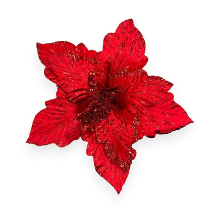 Glitter Poinsettia Pick
